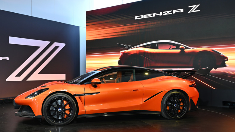 Denza Z all-electric, 1,582+ horsepower 2+2 supercar produced by BYD's premium brand, Denza is displayed during the Goodwood Festival of Speed at Goodwood Motor Circuit on July 09, 2026 in Chichester, England.