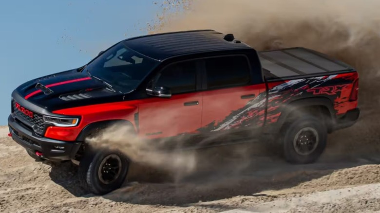 2027 Ram 1500 TRX SRT driving fast on sand